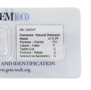 Diamante (Naturale) - 0.29 ct - Rotondo - F - VS1 - GEM-TECH Istituto Gemmologico