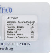 1 pcs Diamante (Naturale) - 0.40 ct - Rotondo - G - IF - GEM-TECH Istituto Gemmologico
