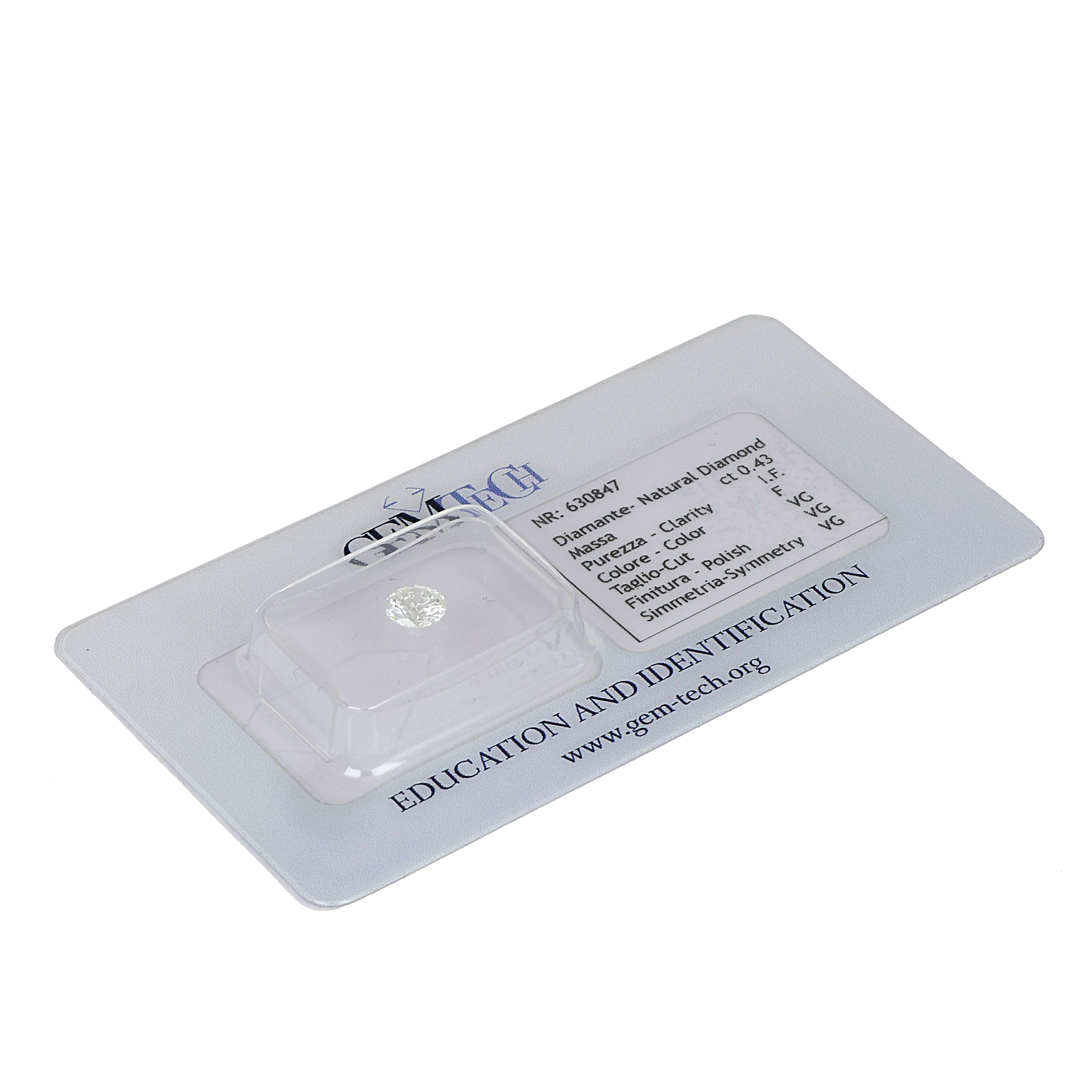 Diamante (Naturale) - 0.43 ct - Rotondo - Istituto Gemmologico Italiano (IGI)