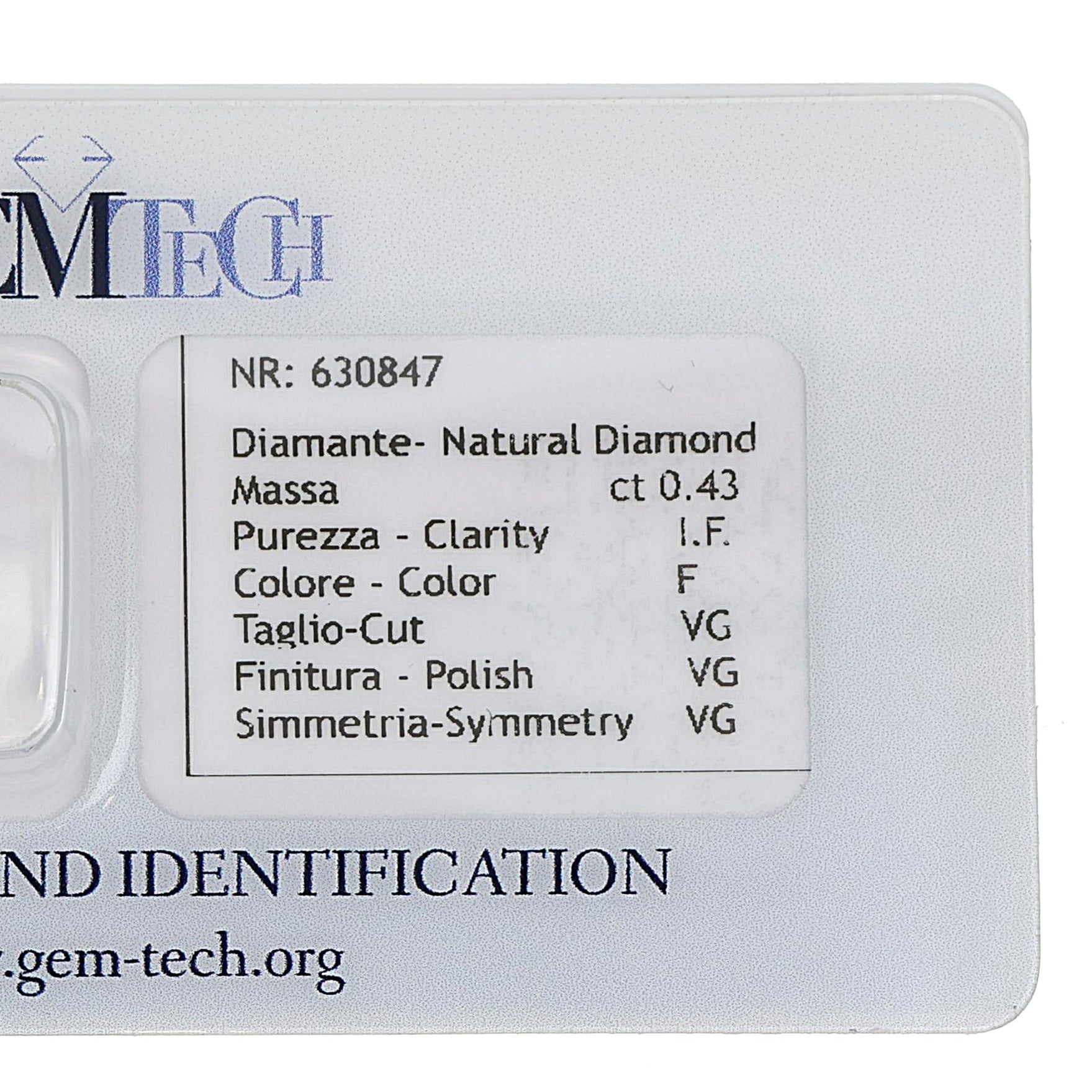 Diamante (Naturale) - 0.77 ct - Rotondo - Istituto Gemmologico Italiano (IGI)