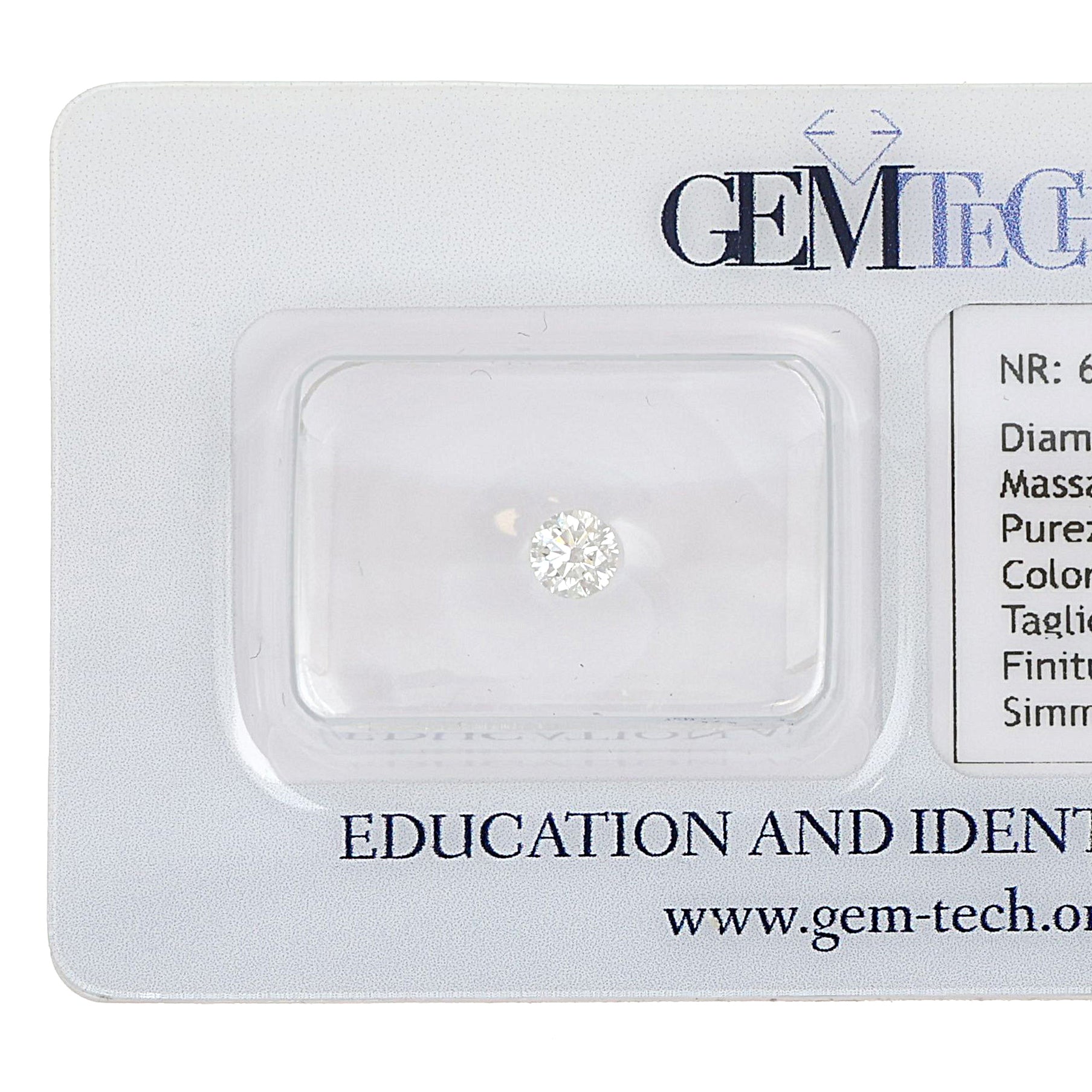 1 pcs Diamante (Naturale) - 0.20 ct - Rotondo - F - IF - GEM-TECH Istituto Gemmologico
