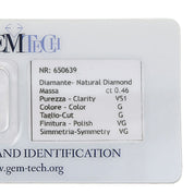 1 pcs Diamante (Naturale) - 0.46 ct - Rotondo - G - VS1 - GEM-TECH Istituto Gemmologico