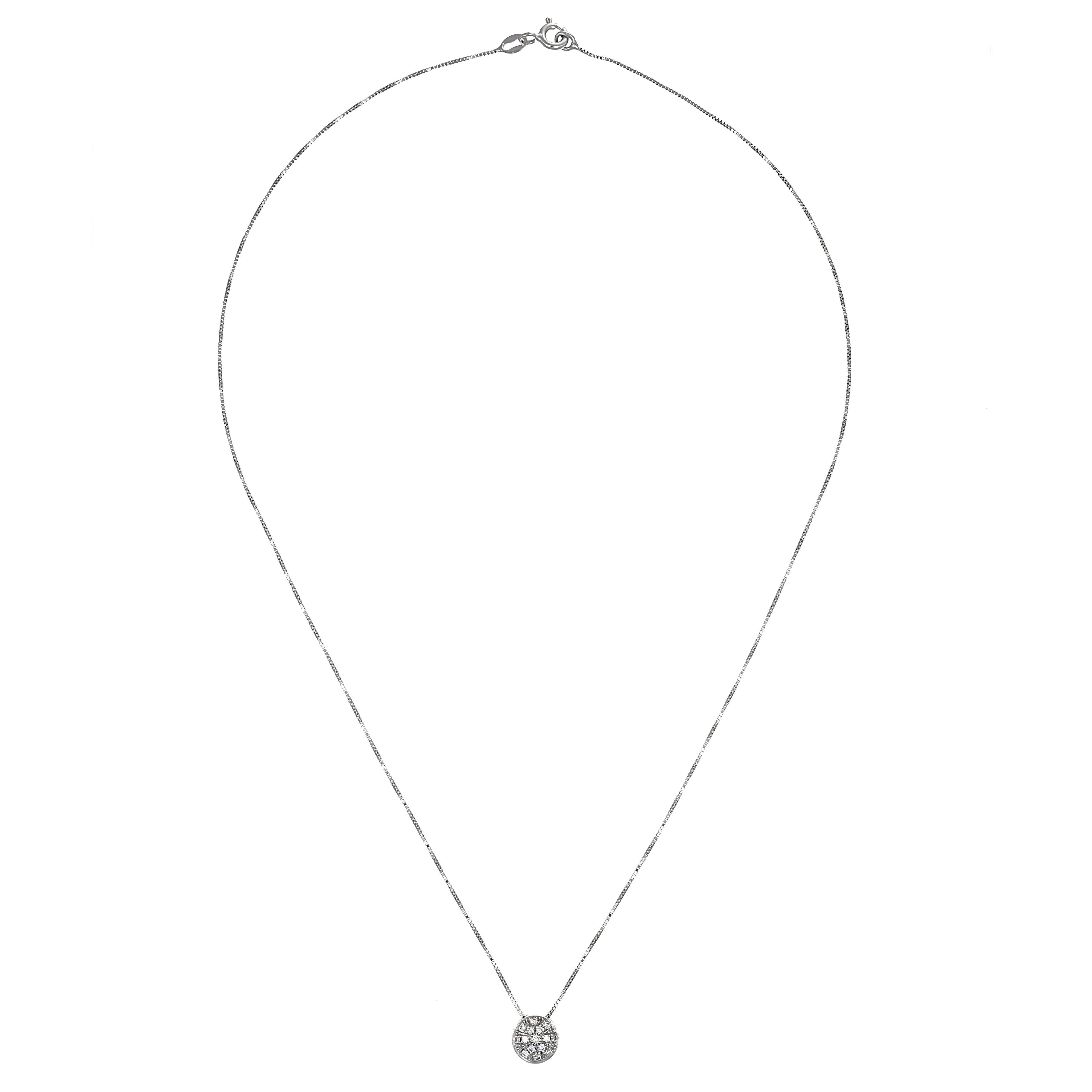 Collana con ciondolo - 18 carati Oro bianco - 0.14ct. tw. Diamante (Naturale)