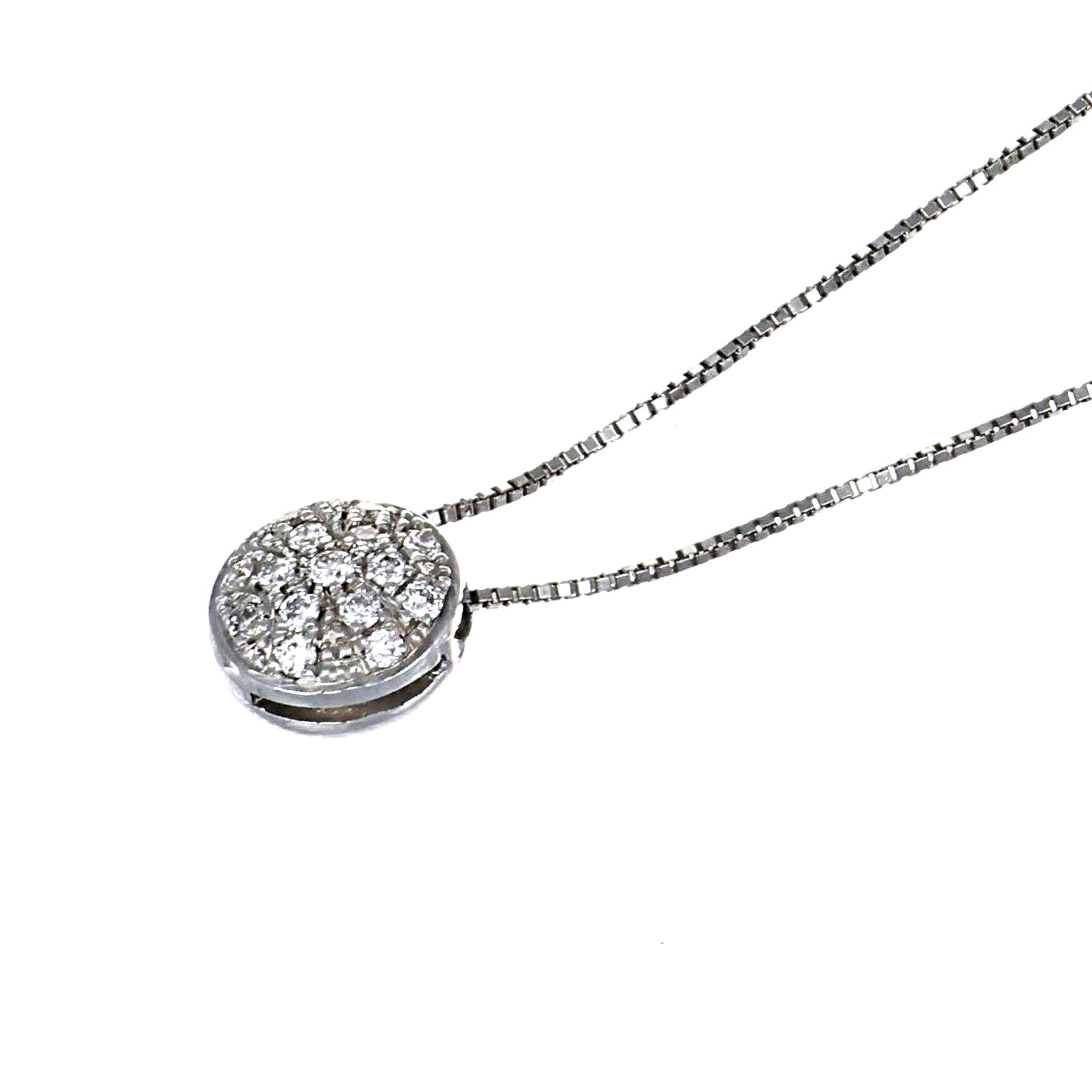 Collana con ciondolo - 18 carati Oro bianco - 0.14ct. tw. Diamante (Naturale)