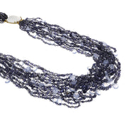 Collana - 18 carati Oro giallo, Agata bianca - calcedonio - zaffiro