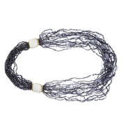 Collana - 18 carati Oro giallo, Agata bianca - calcedonio - zaffiro