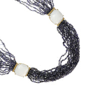 Collana - 18 carati Oro giallo, Agata bianca - calcedonio - zaffiro