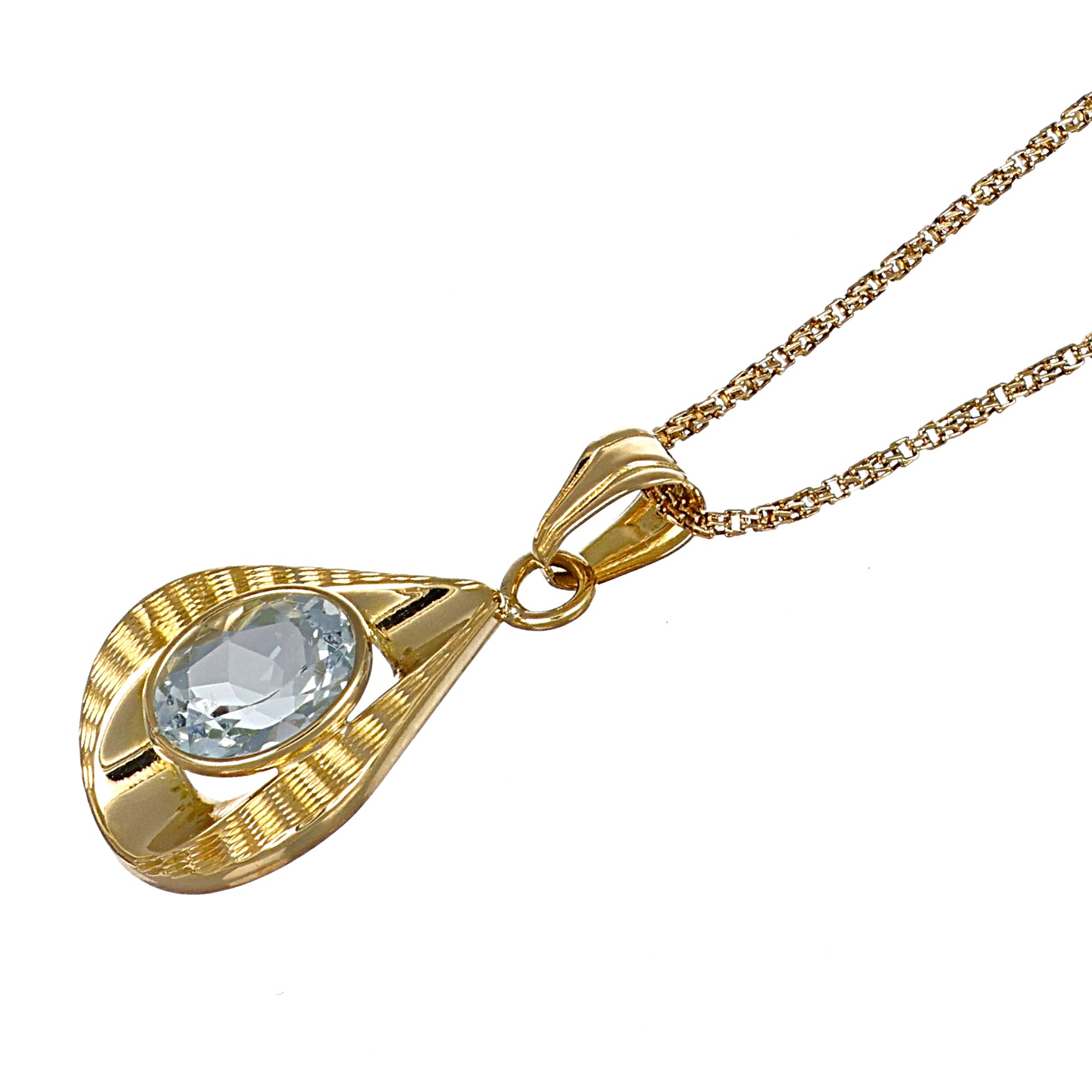 Collana con ciondolo - 18 carati Oro giallo - 1.85ct. tw. Acquamarina