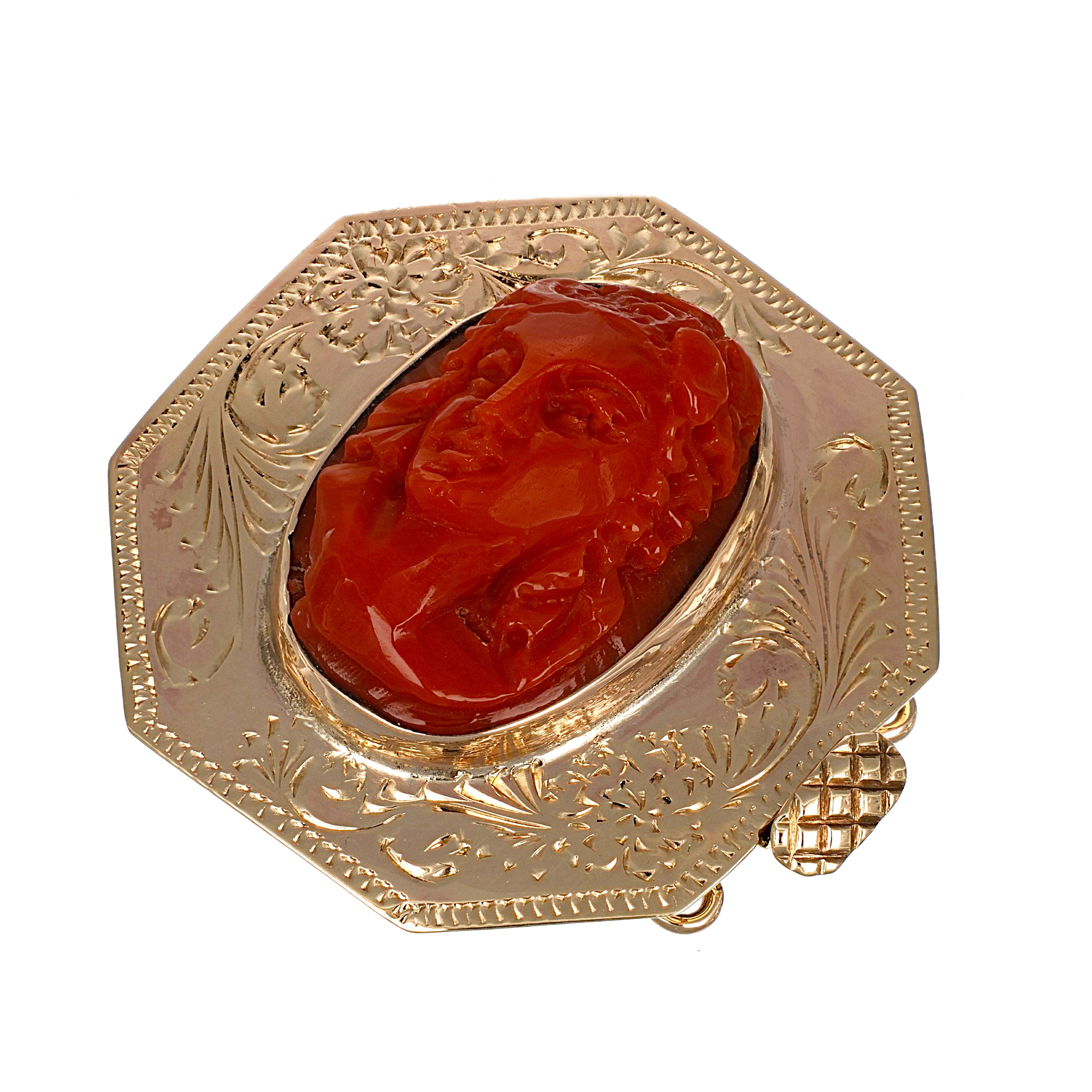 Chiusura in Oro giallo 18 carati - Corallo rosso del mediterraneo