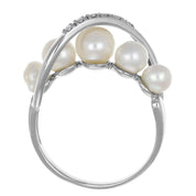 Anello - 18 carati Oro bianco - 0.06ct. tw. Diamante (Naturale) - Perla