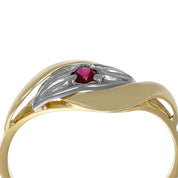 Anello in Oro Giallo, Oro Bianco 14 carati - Rubino