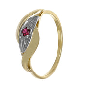 Anello in Oro Giallo, Oro Bianco 14 carati - Rubino