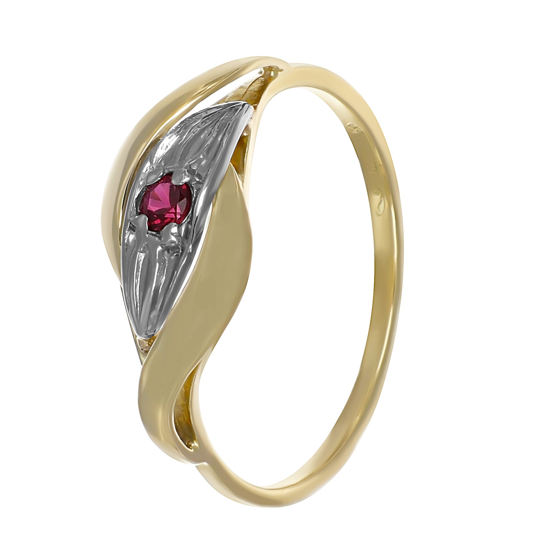 Anello in Oro Giallo, Oro Bianco 14 carati - Rubino