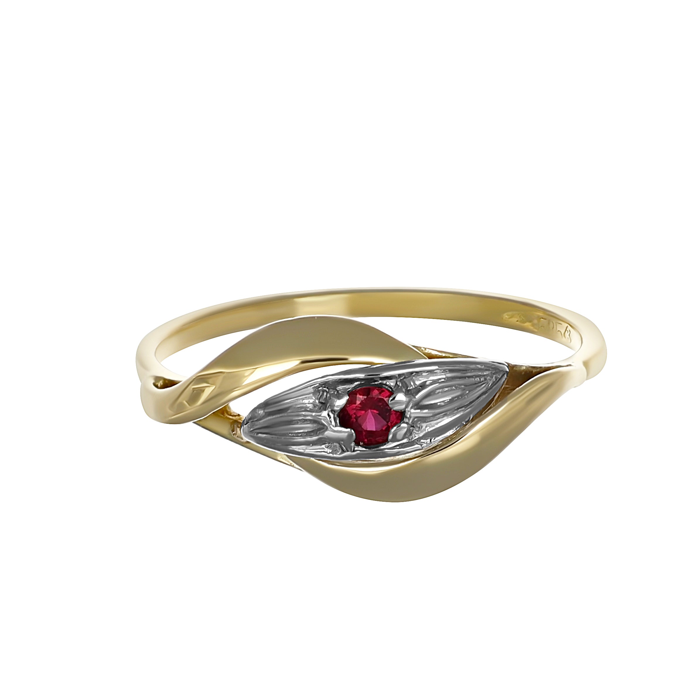 Anello in Oro Giallo, Oro Bianco 14 carati - Rubino