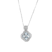 Collana con ciondolo - 18 carati Oro bianco - 1.48ct. tw. Acquamarina - Diamante