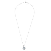 Collana con ciondolo - 18 carati Oro bianco - 1.48ct. tw. Acquamarina - Diamante
