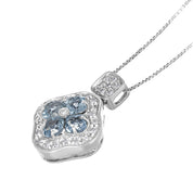 Collana con ciondolo - 18 carati Oro bianco - 1.48ct. tw. Acquamarina - Diamante