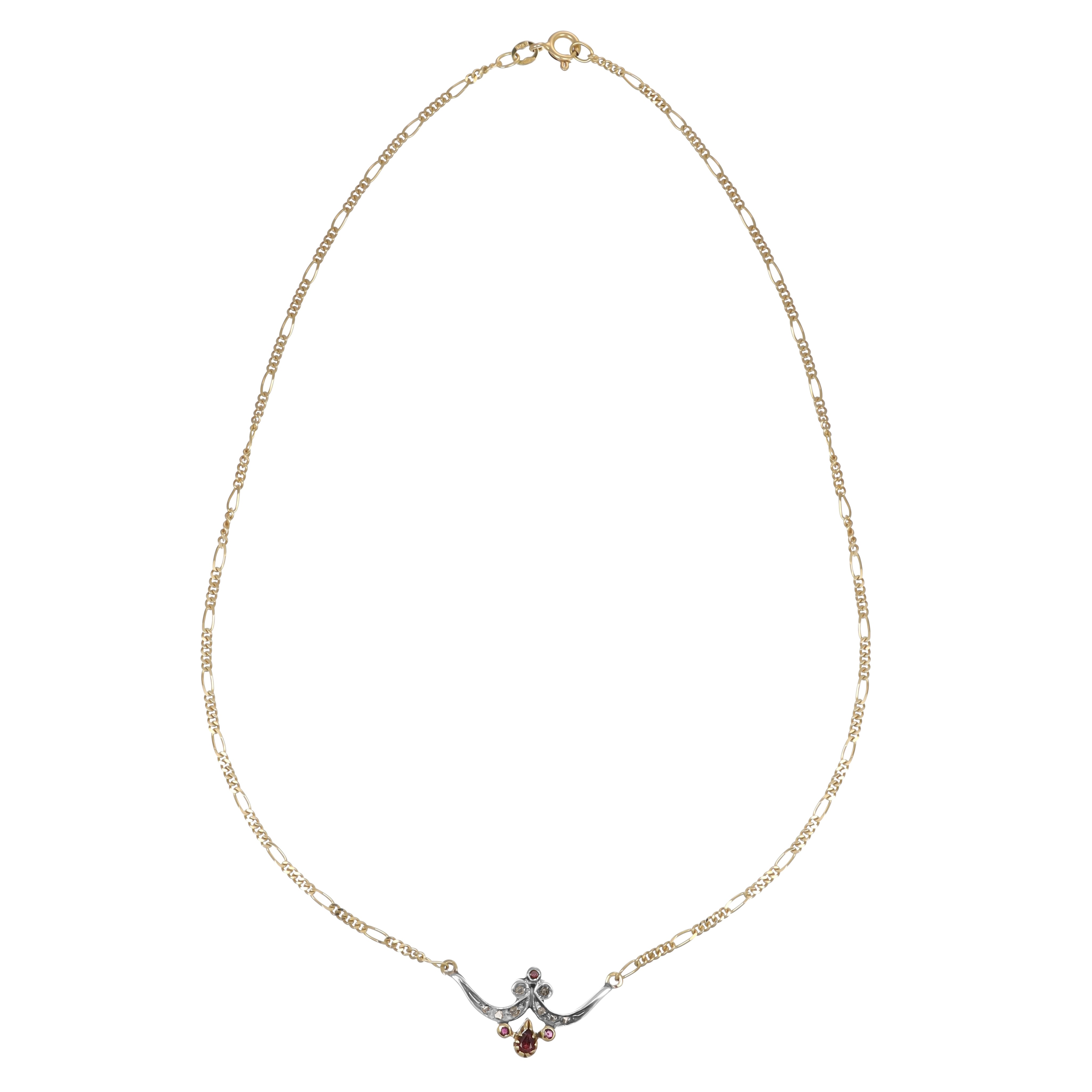 Collana con ciondolo - 18 carati Argento, Oro giallo - 0.68ct. tw. Rubino - Diamante