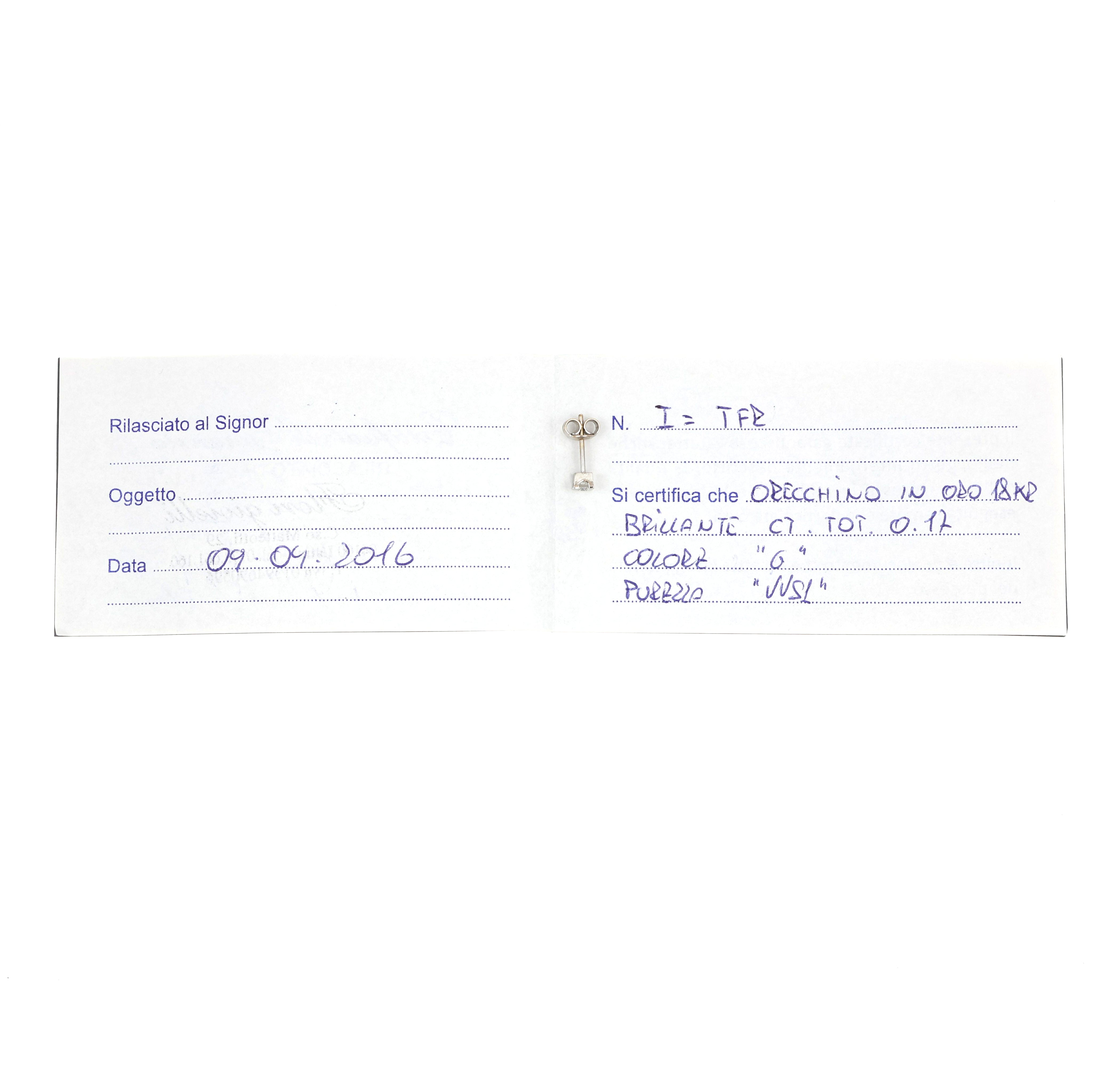 Orecchino singolo - 18 carati Oro bianco - 0.17ct. tw. Diamante (Naturale)