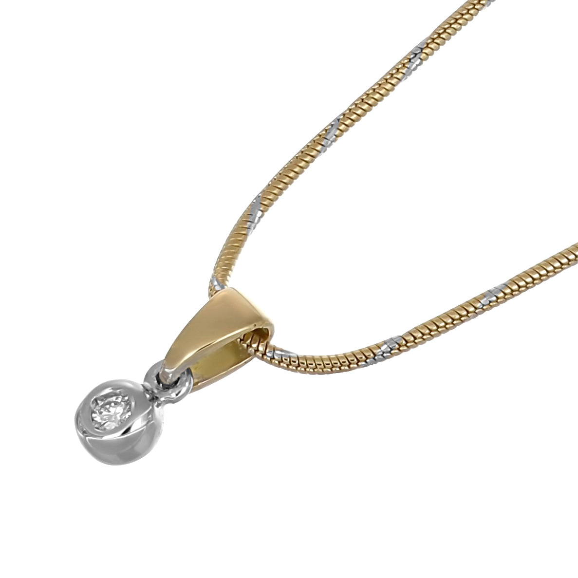 Collana con ciondolo - 18 carati Oro giallo, Oro bianco - 0.05ct. tw. Diamante (Naturale)
