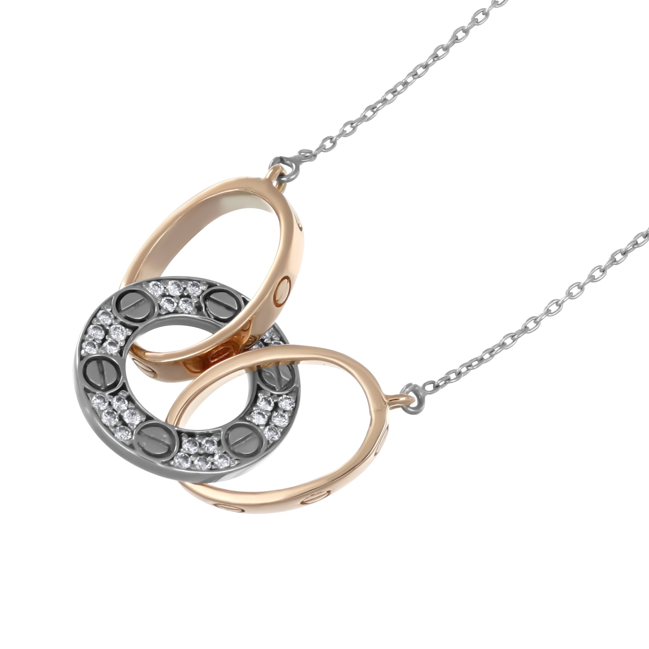 Collana con ciondolo - 18 carati Oro giallo, Oro bianco - 0.45ct. tw. Diamante (Naturale)