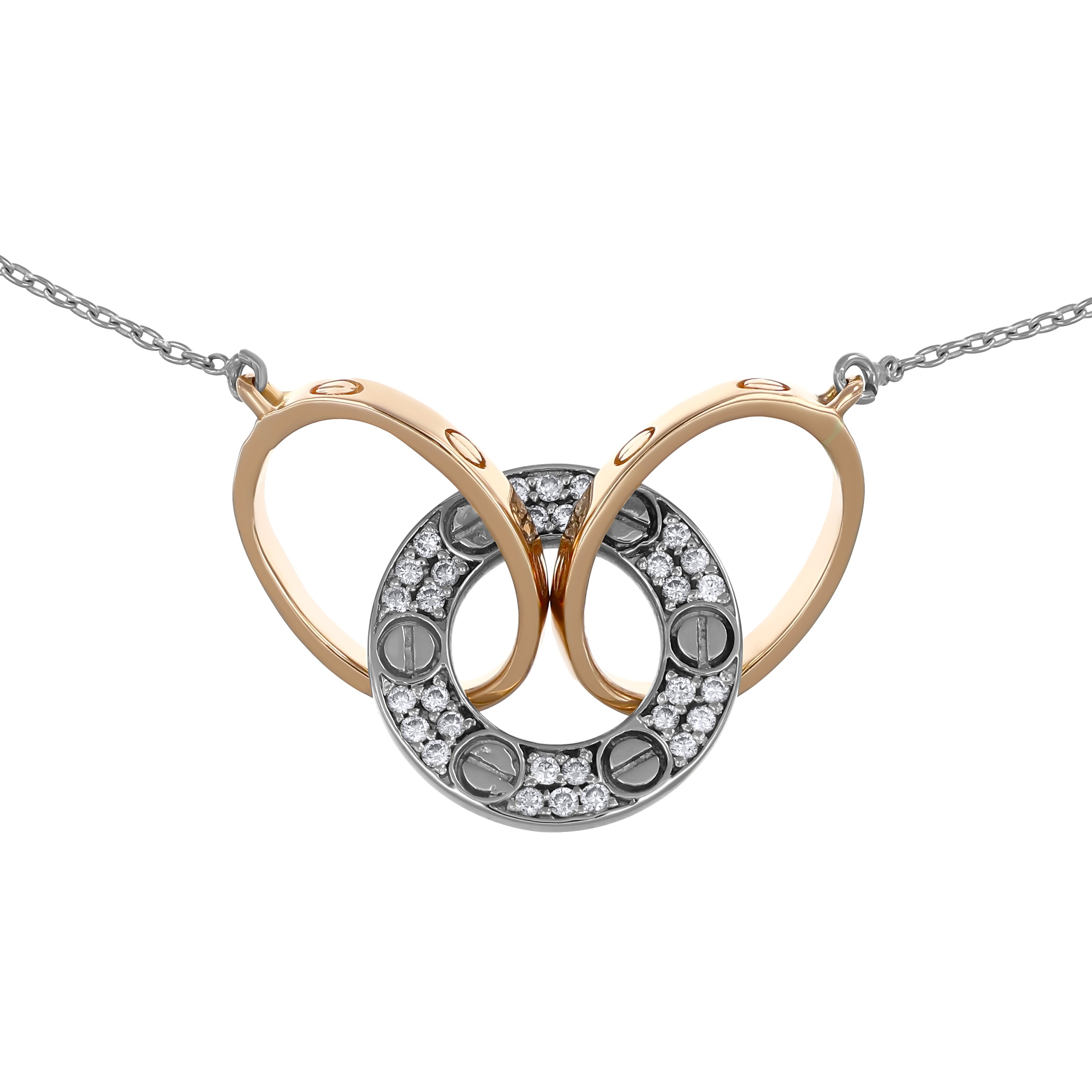 Collana con ciondolo - 18 carati Oro giallo, Oro bianco - 0.45ct. tw. Diamante (Naturale)