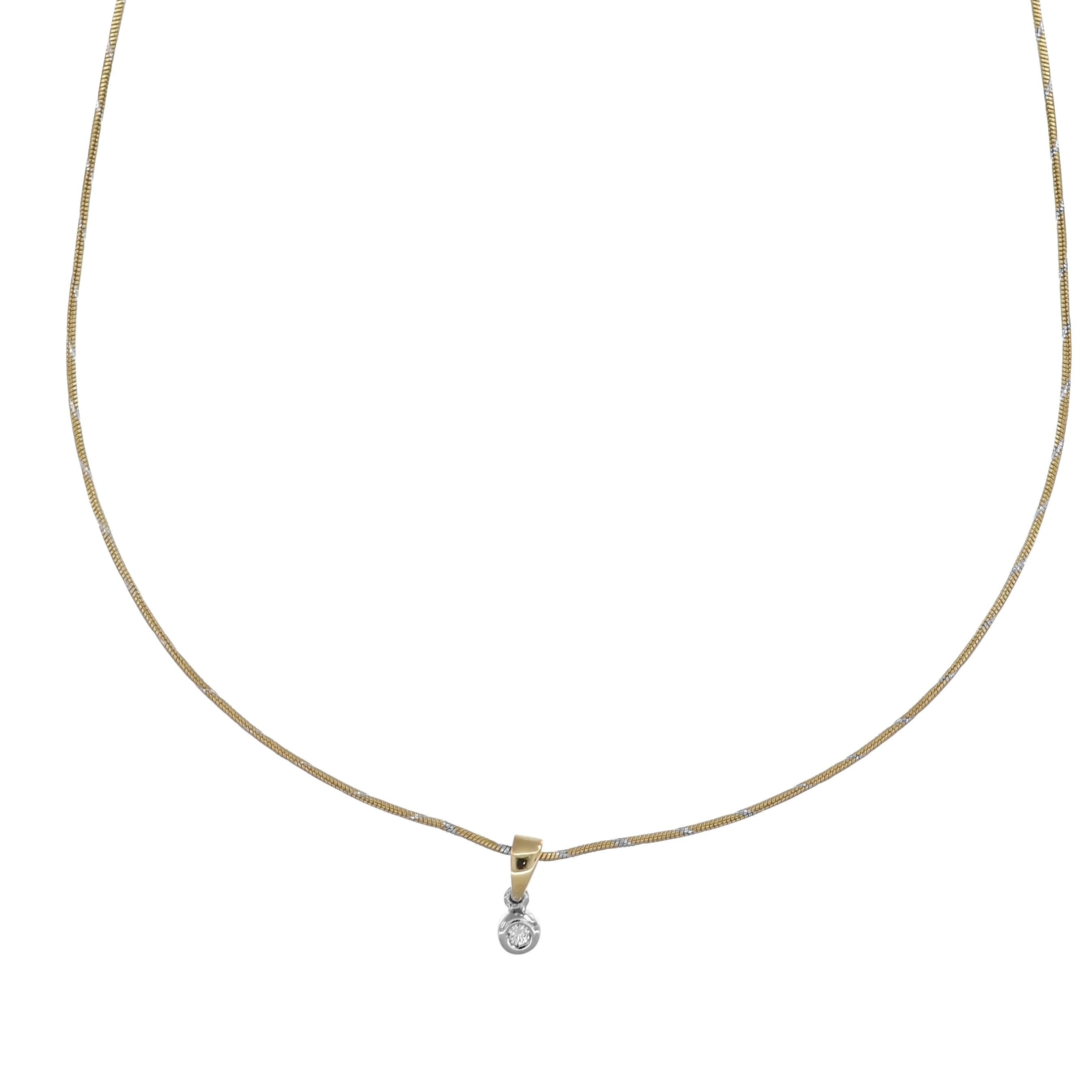 Collana con ciondolo - 18 carati Oro giallo, Oro bianco - 0.05ct. tw. Diamante (Naturale)