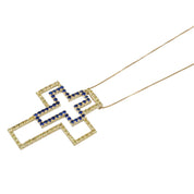 Collana con ciondolo - 18 carati Oro giallo - 1.47ct. tw. Zaffiro - Quarzo