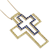 Collana con ciondolo - 18 carati Oro giallo - 1.47ct. tw. Zaffiro - Quarzo