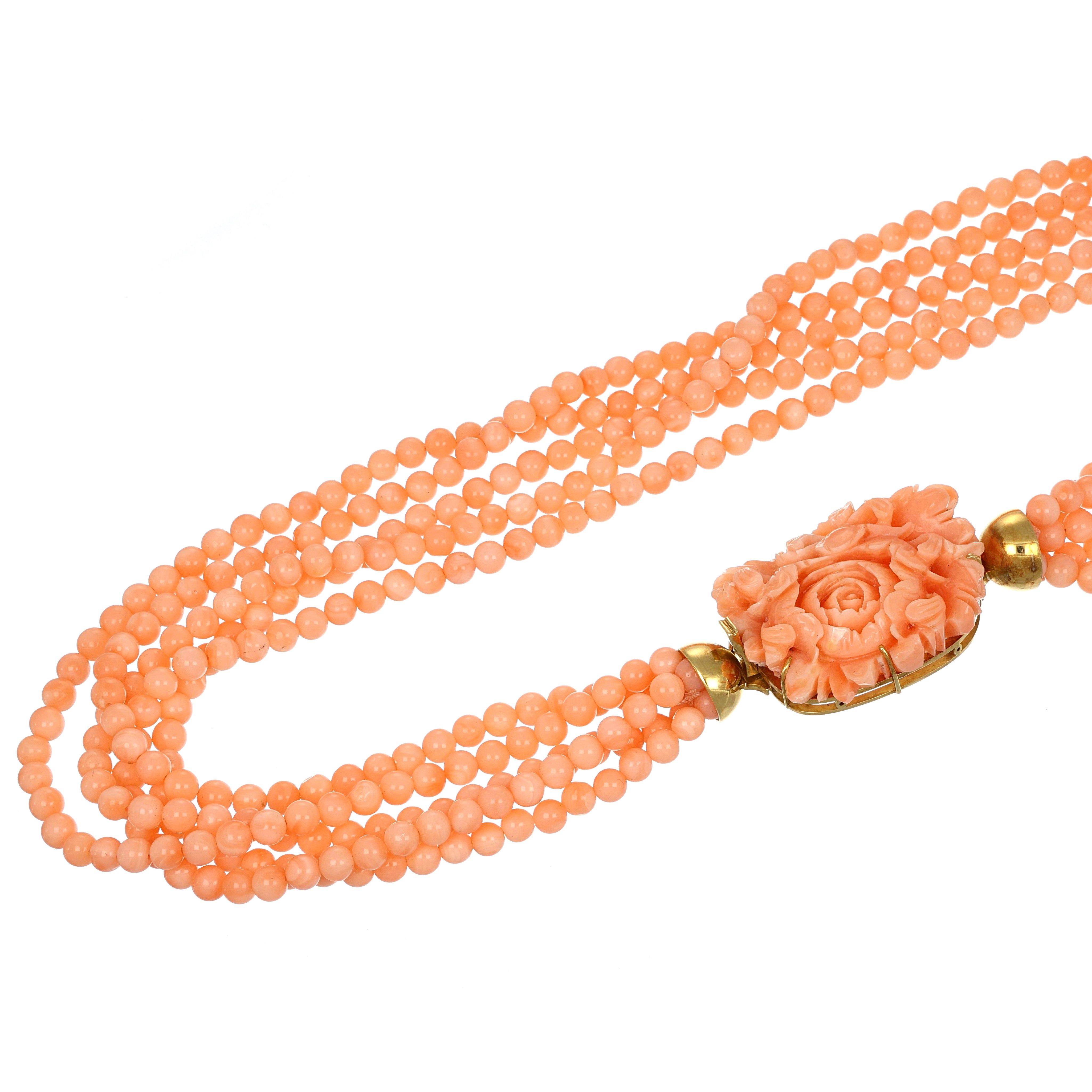 Collana - 18 carati Oro giallo, Coralli Rosa - Corallo