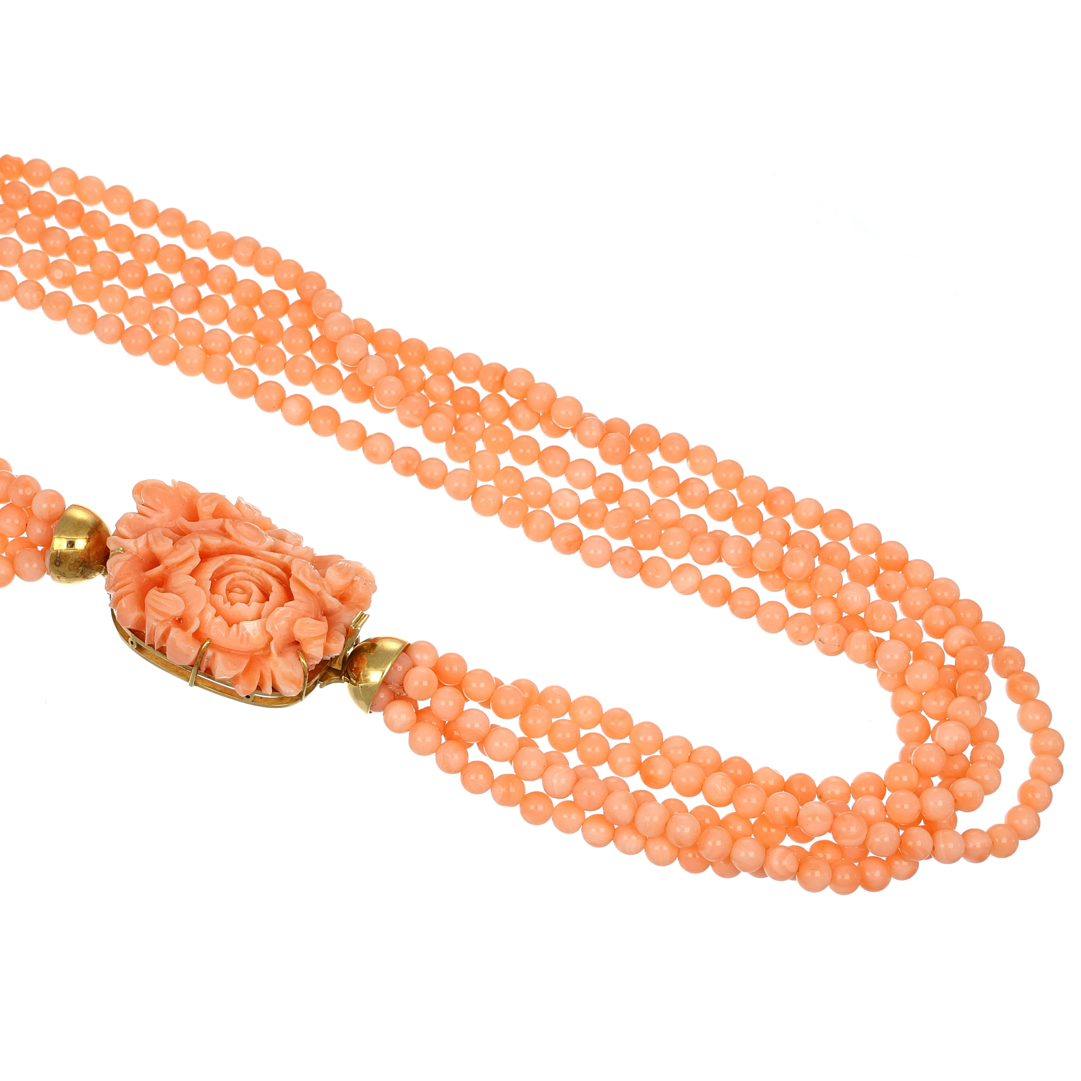 Collana - 18 carati Oro giallo, Coralli Rosa - Corallo