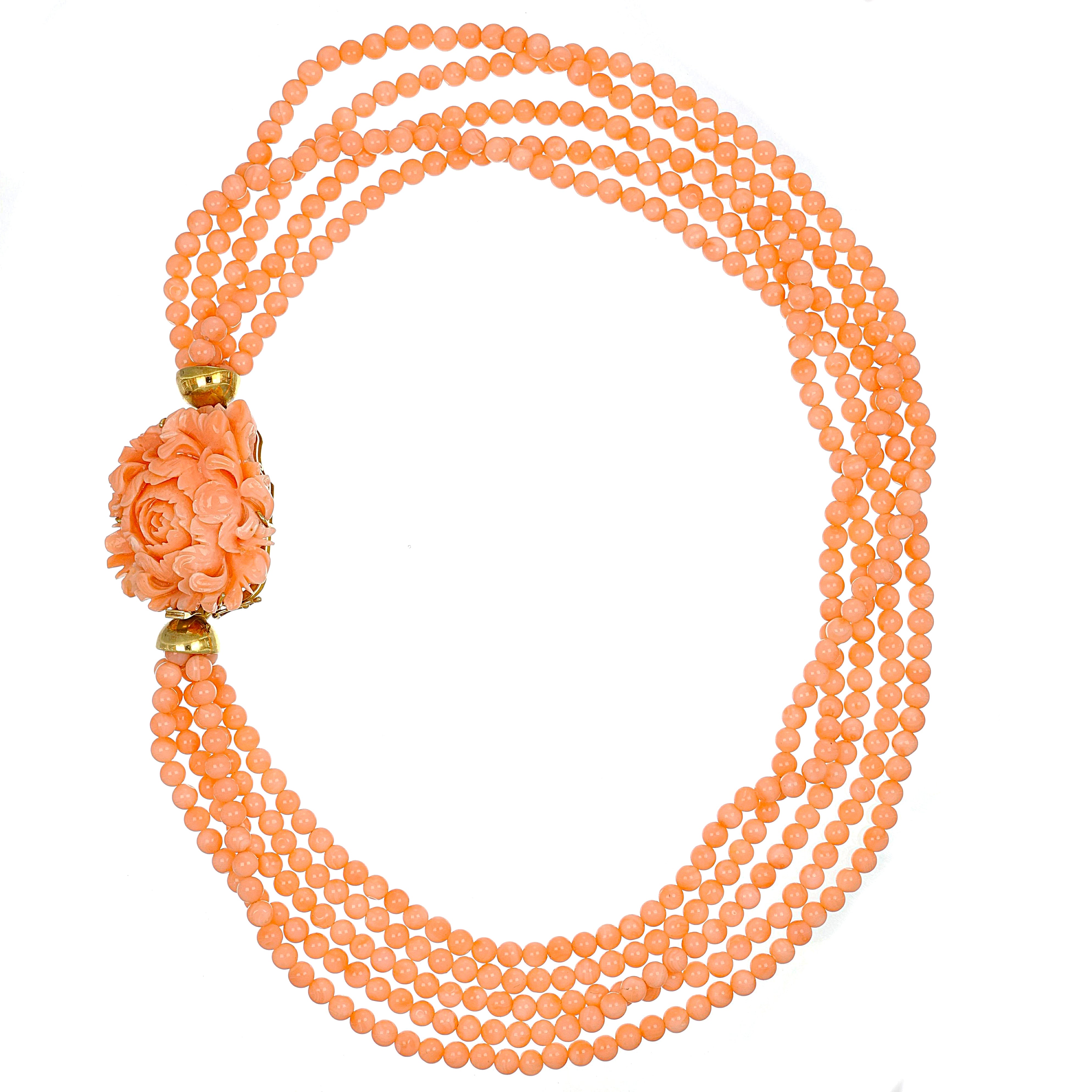 Collana - 18 carati Oro giallo, Coralli Rosa - Corallo