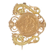 Spilla - 18 carati Oro giallo, Moneta Sterlina 22 Kt incastonata