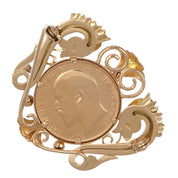 Spilla - 18 carati Oro giallo, Moneta Sterlina 22 Kt incastonata