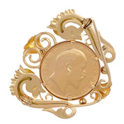 Spilla - 18 carati Oro giallo, Moneta Sterlina 22 Kt incastonata