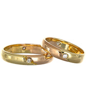 Anello - 18 carati Oro giallo, Oro rosa - 0.12ct. tw. Diamante (Naturale) - Diamante - fedi