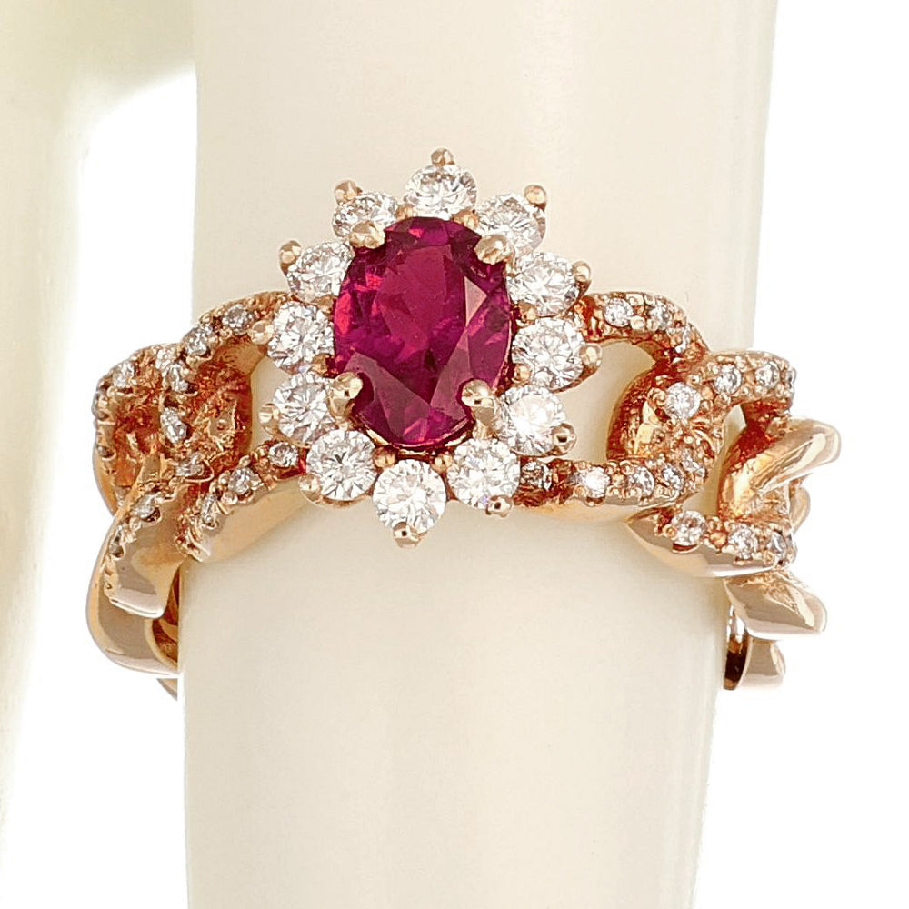 18 carati Oro rosa - Anello Tormalina - Ct 0.67 Diamanti