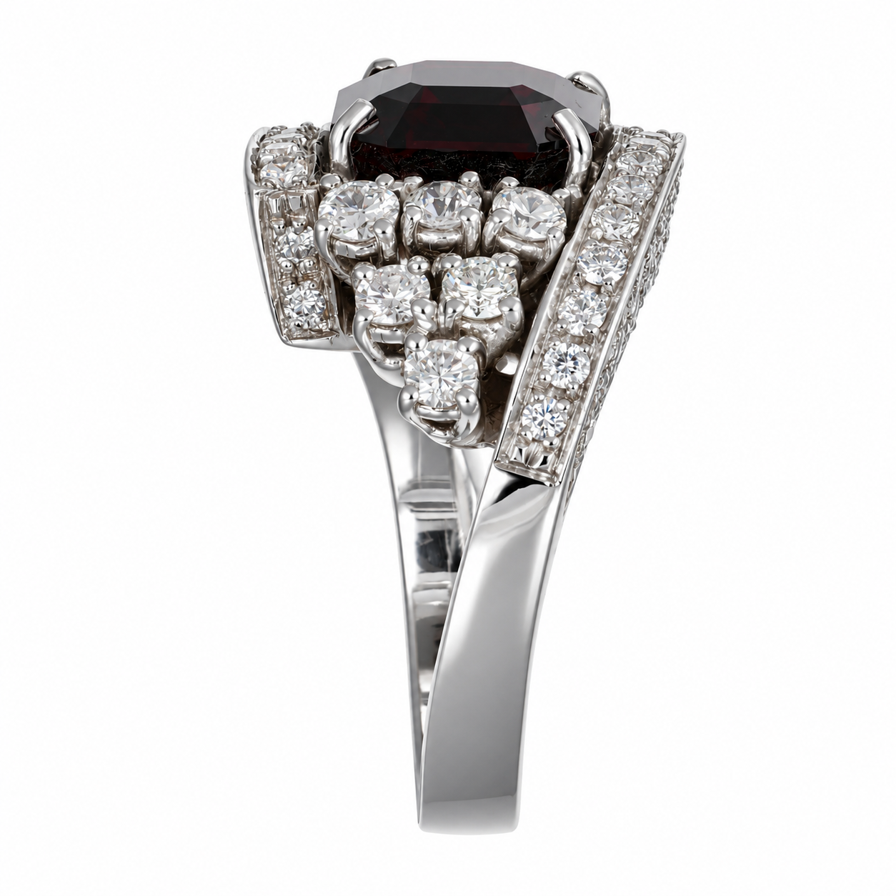 Anello - 18 carati Oro bianco - 5.23ct. tw. Spinello - Diamante - Made in Italy - HandMade