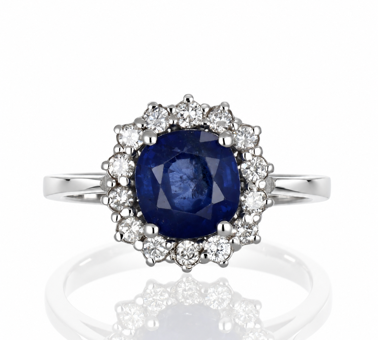 Anello - 18 carati Oro bianco - 3.28ct. tw. Zaffiro - Diamante - Made in Italy - Handmade