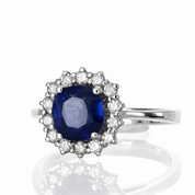 Anello - 18 carati Oro bianco - 3.28ct. tw. Zaffiro - Diamante - Made in Italy - Handmade