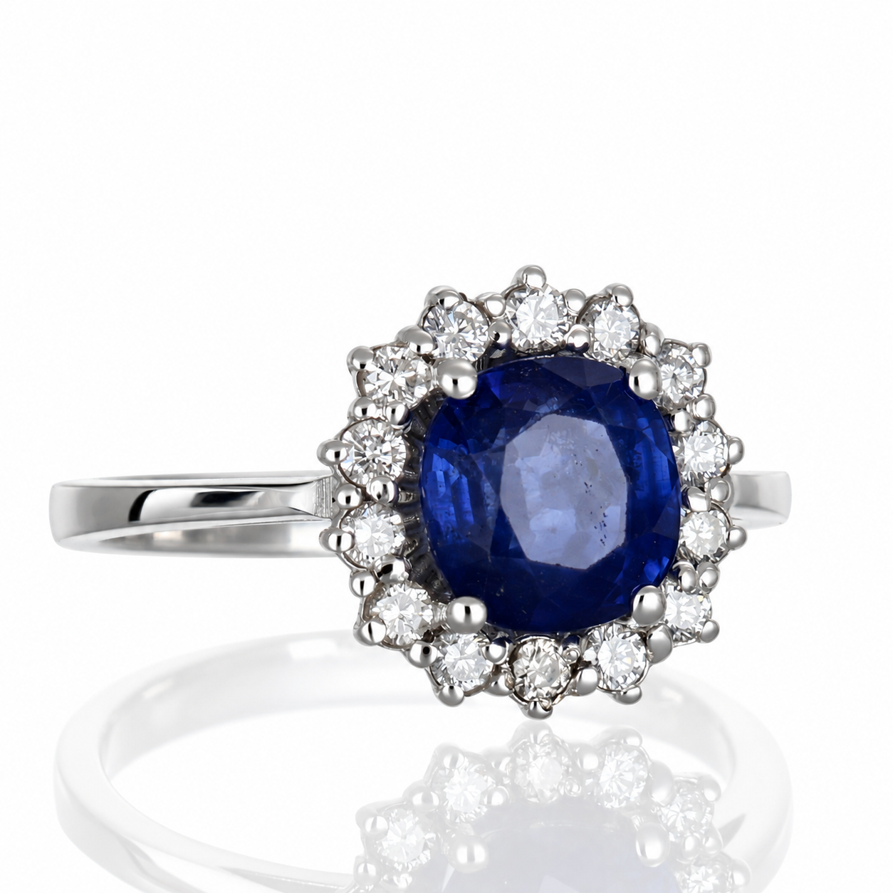 Anello - 18 carati Oro bianco - 3.28ct. tw. Zaffiro - Diamante - Made in Italy - Handmade