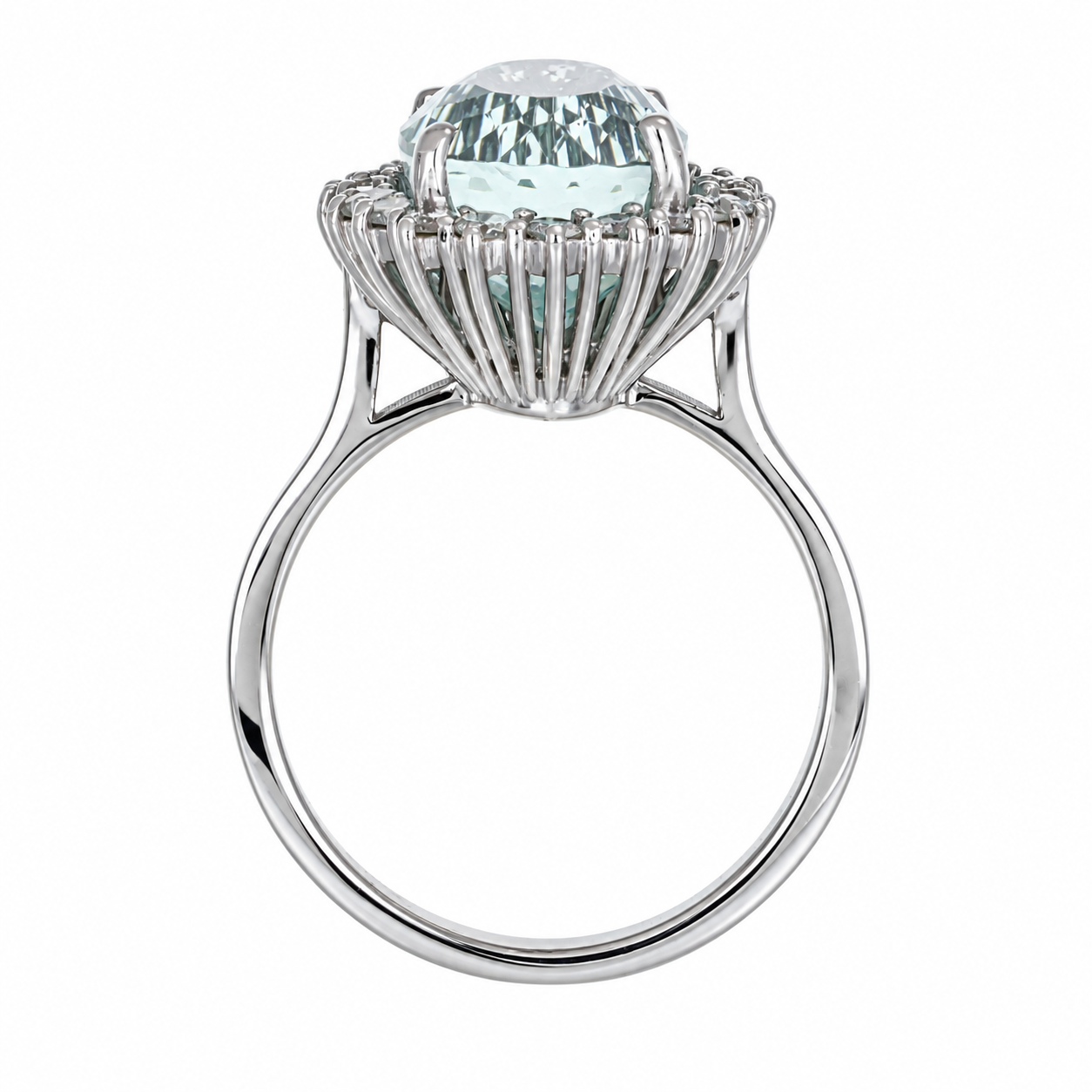 Anello - 18 carati Oro bianco - 6.88ct. tw. Acquamarina - Diamante - Made in Italy - Handmade