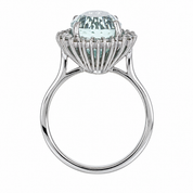 Anello - 18 carati Oro bianco - 6.88ct. tw. Acquamarina - Diamante - Made in Italy - Handmade