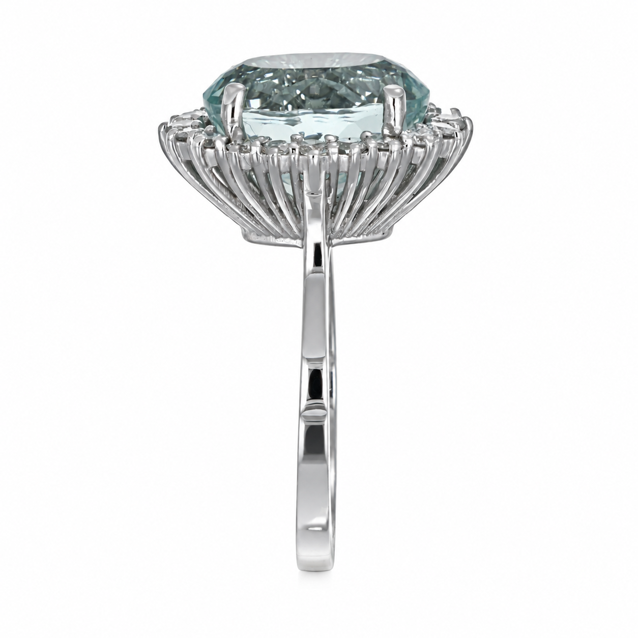 Anello - 18 carati Oro bianco - 6.88ct. tw. Acquamarina - Diamante - Made in Italy - Handmade