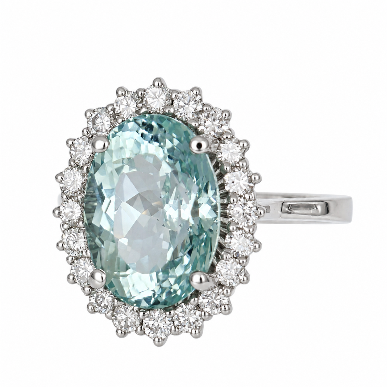 Anello - 18 carati Oro bianco - 6.88ct. tw. Acquamarina - Diamante - Made in Italy - Handmade