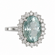 Anello - 18 carati Oro bianco - 6.88ct. tw. Acquamarina - Diamante - Made in Italy - Handmade