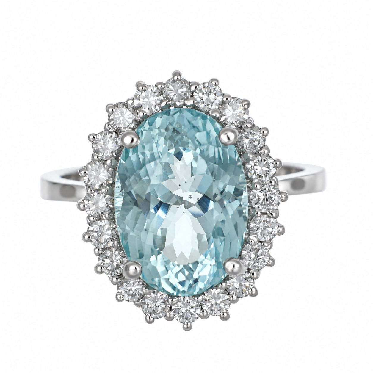 Anello - 18 carati Oro bianco - 6.88ct. tw. Acquamarina - Diamante - Made in Italy - Handmade