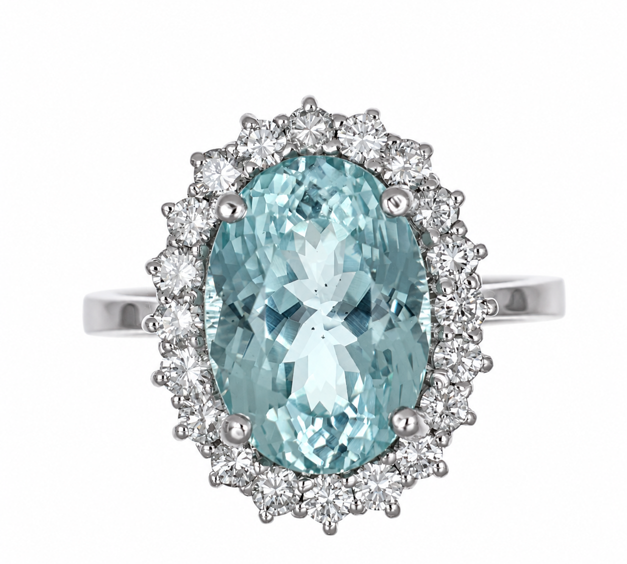 Anello - 18 carati Oro bianco - 6.88ct. tw. Acquamarina - Diamante - Made in Italy - Handmade