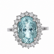 Anello - 18 carati Oro bianco - 6.88ct. tw. Acquamarina - Diamante - Made in Italy - Handmade