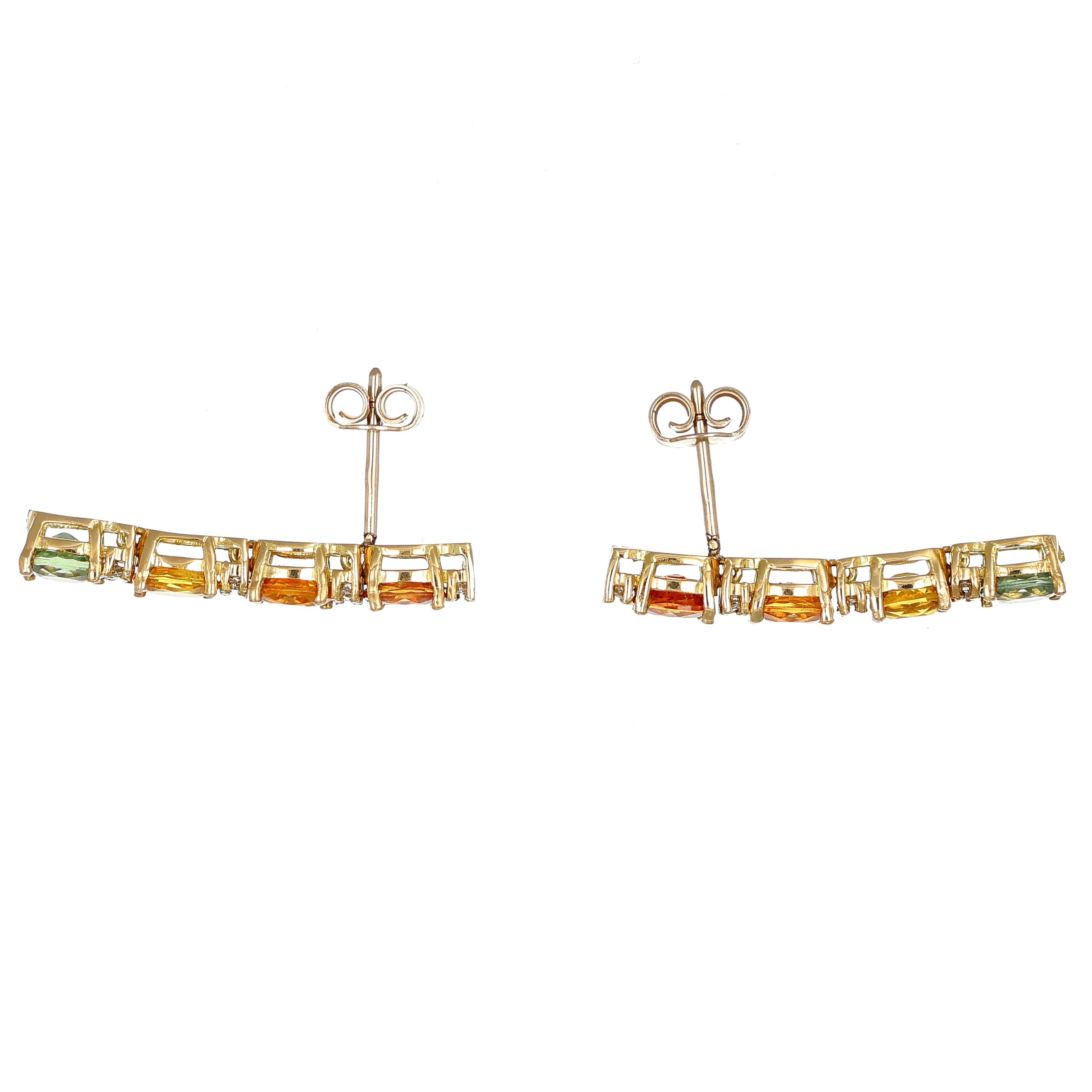 Orecchini - 18 carati Oro giallo - 3.33ct. tw. Zaffiro - Diamante